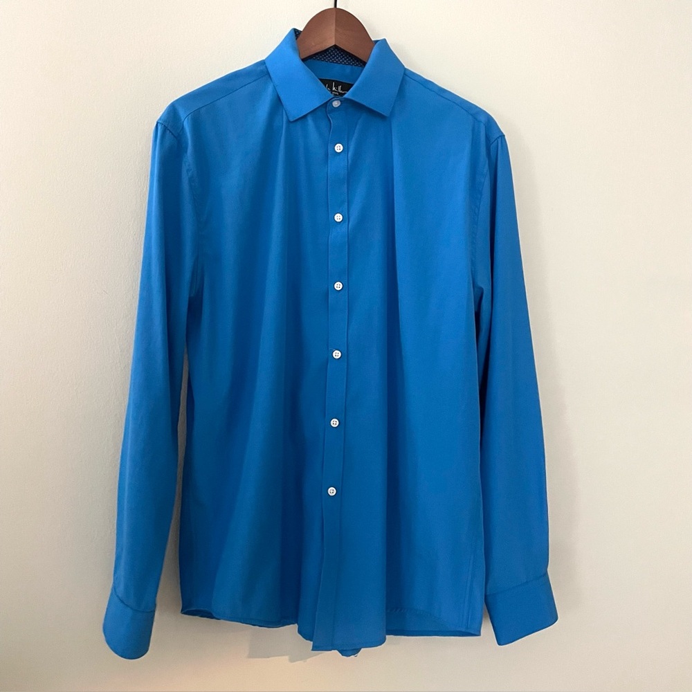 Blue Button-Up Shirt Long Sleeves by Nicole Miller Men’s M 15-15 1/2